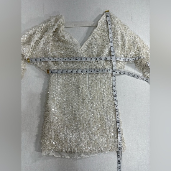 NWT ASOS DESIGN batwing embellished drip bead wrap mini dress in white SIZE 2 - Picture 10 of 16